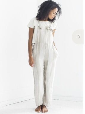 ICHI ANTIQUITES OVERALLS blue linen